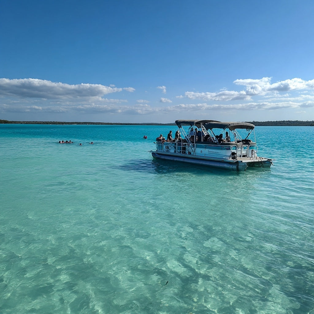 Bacalar Pontoon Tour – Seven Colors Lagoon, Cenotes & Bird Island