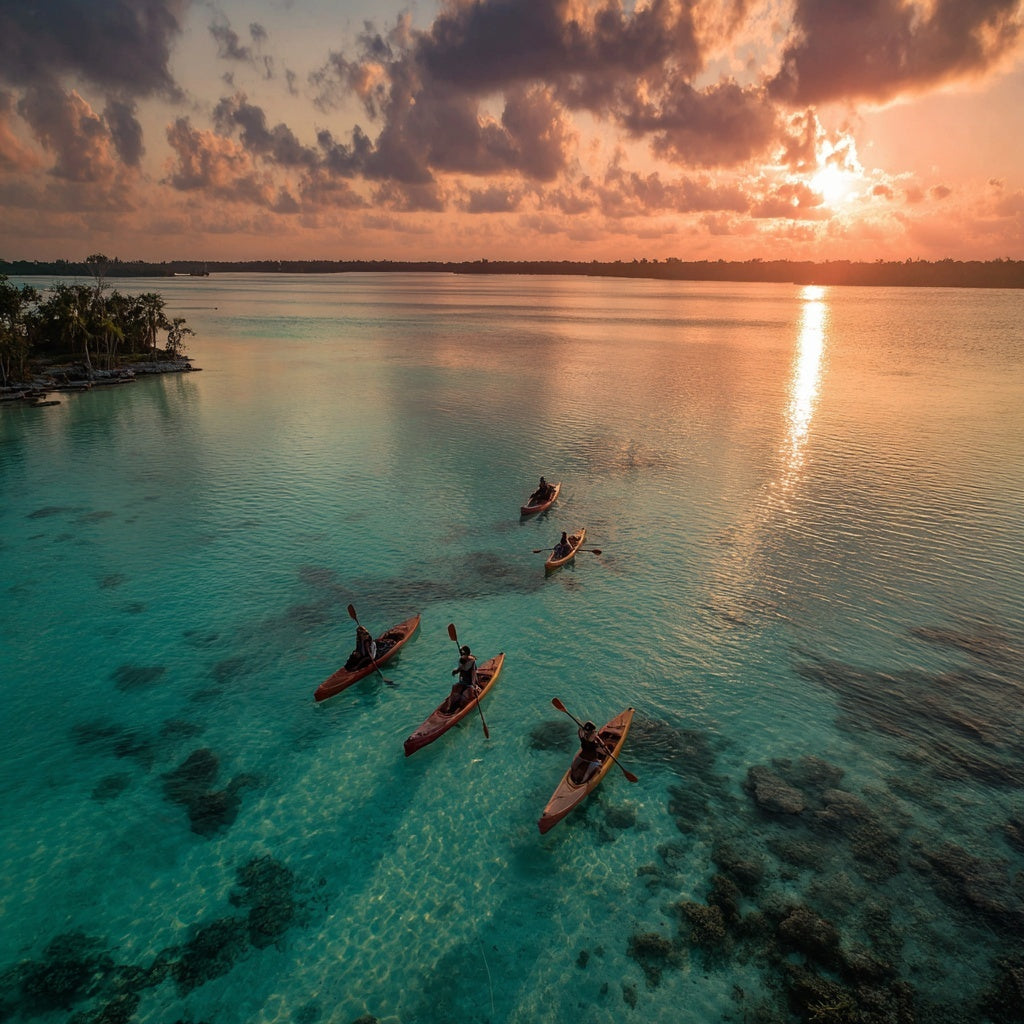 Sunset Paddle or Kayak in Bacalar – Seven Colors Lagoon with Drinks, Snacks & Photos