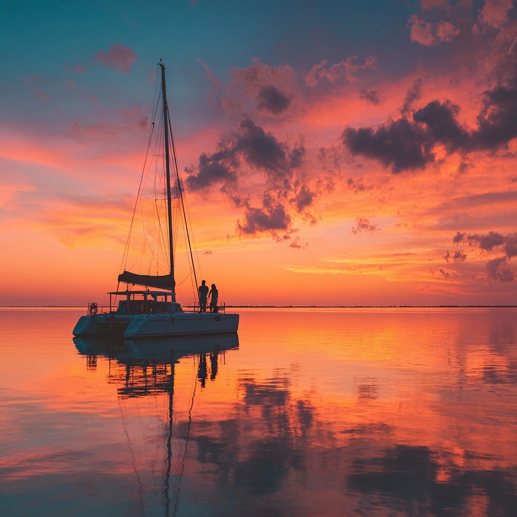 Sunset Catamaran Tour in Holbox – Caribbean Experience with Wine & Views