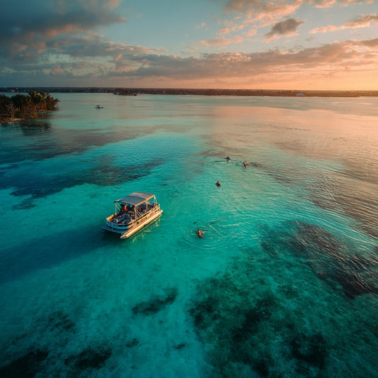 Bacalar Sunset Pontoon Tour – Seven Colors Lagoon with Drinks Included
