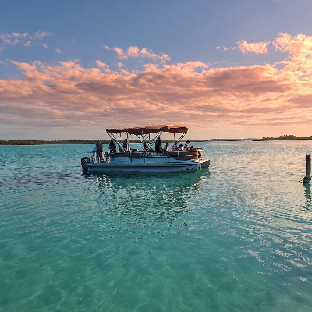 Bacalar Sunset Pontoon Tour – Seven Colors Lagoon with Drinks Included