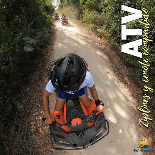 Shared ATV, Ziplines and Cenote