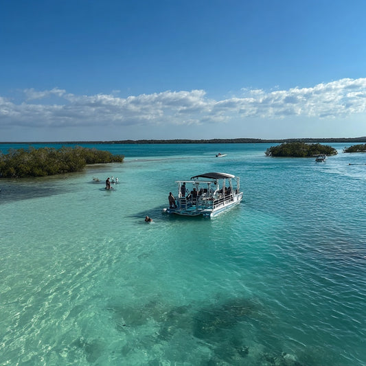 Bacalar Pontoon Tour – Seven Colors Lagoon, Cenotes & Bird Island