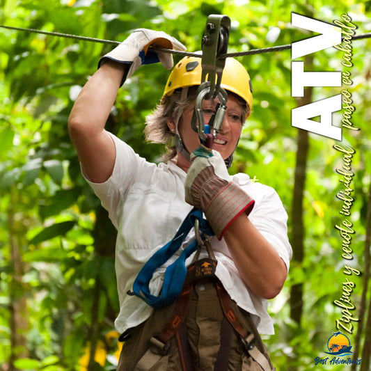 ATV single, ziplines and cenote + horseback ride